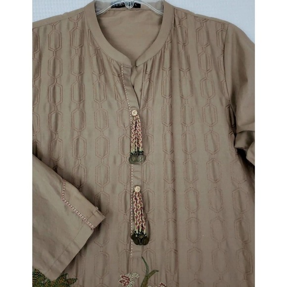 Limelight ~Woman Size L~ Brown Kurta Embroidered Dress Tunic Long Sleeve. - Picture 8 of 12